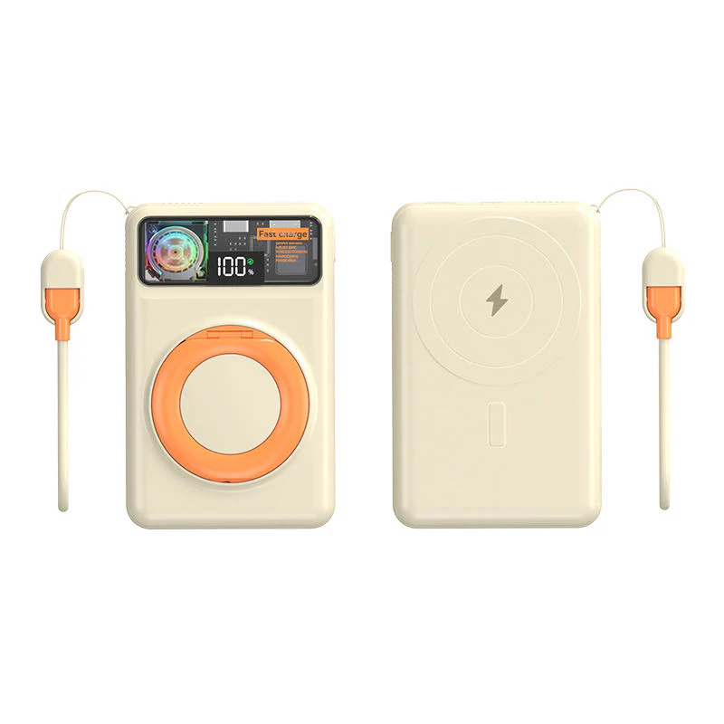 10,000 mAh Magnetic Power Bank with Built-in Lanyard, Cable, Mini Fan & Phone Stand — Fast Charge & Cooling for Travel - Image 2