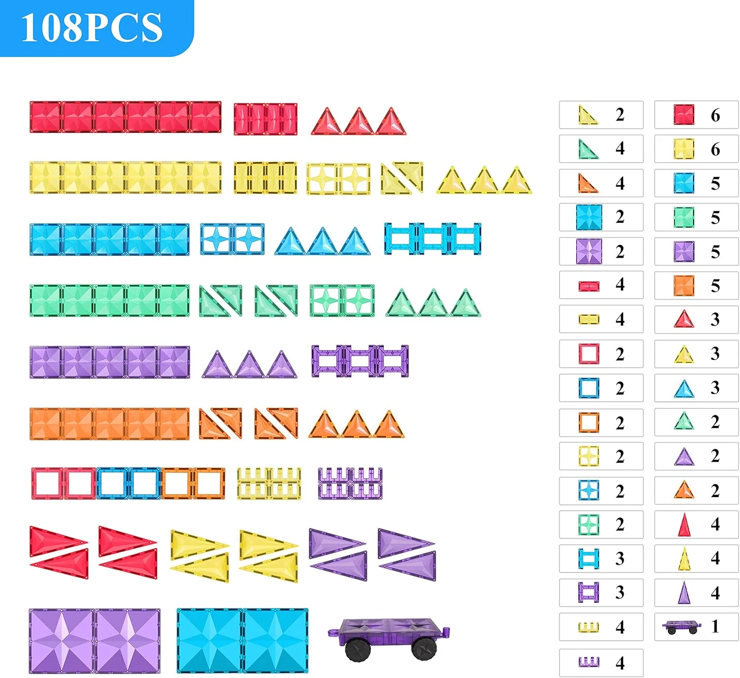 108-Piece Magnetic Building Blocks Set – 3D Educational Construction Toy for Kids - Image 8