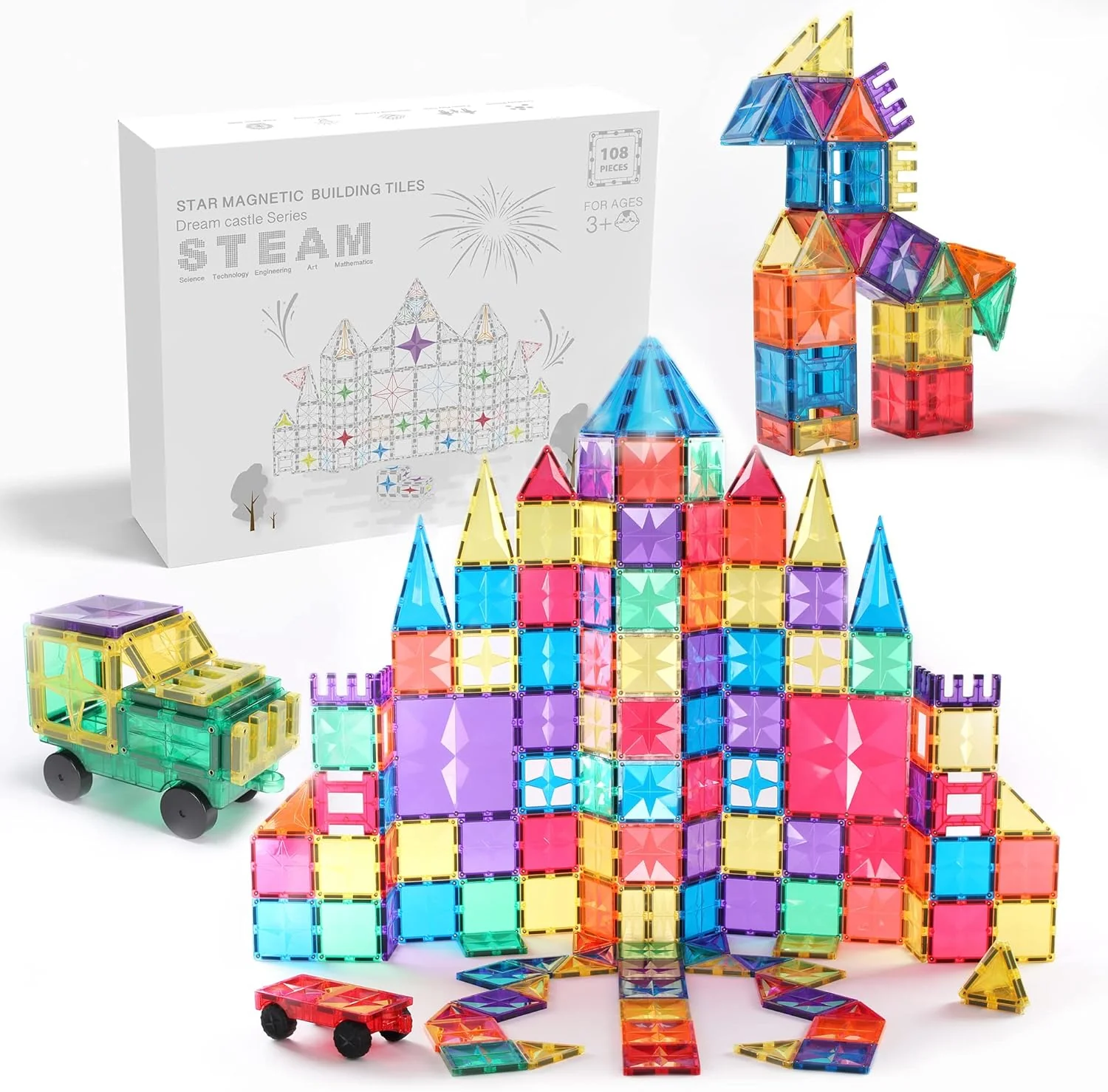 108-Piece Magnetic Building Blocks Set – 3D Educational Construction Toy for Kids - Image 9