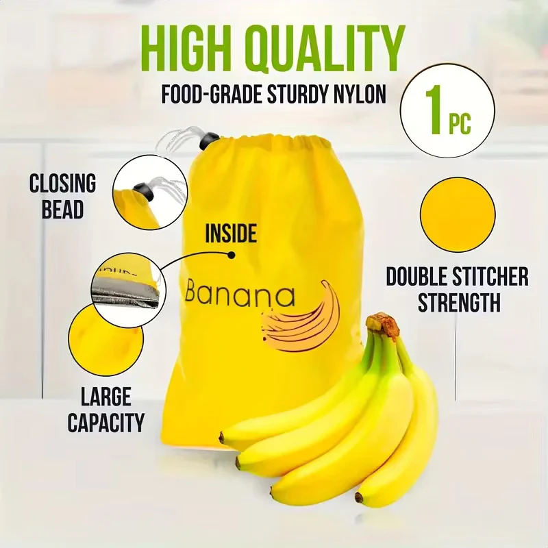1pc Banana Storage Bag – Reusable Fruit & Vegetable Preservation Pouch, Kitchen Food Freshness Storage Supplies - Image 3