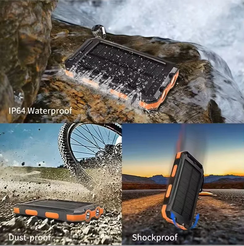 20000 mAh Waterproof Solar Power Bank – High Output Charger with Compass & LED - Image 3