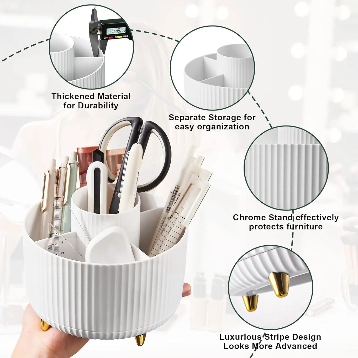 360° Rotating Makeup Organizer – Desktop Storage Stand - Image 3