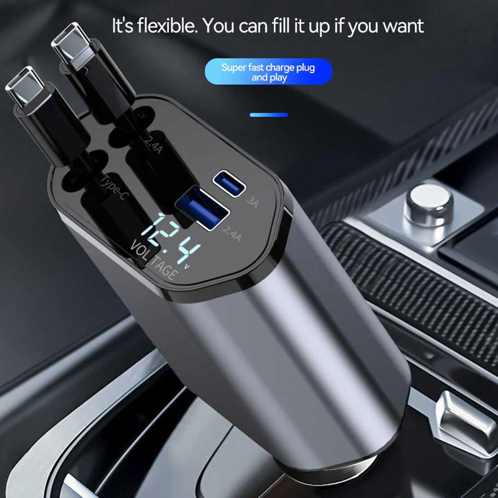 4-in-1 Super Fast Car Charging Cable – Multi USB Charger with Type-C, Lightning & Micro USB Connectors - Image 2