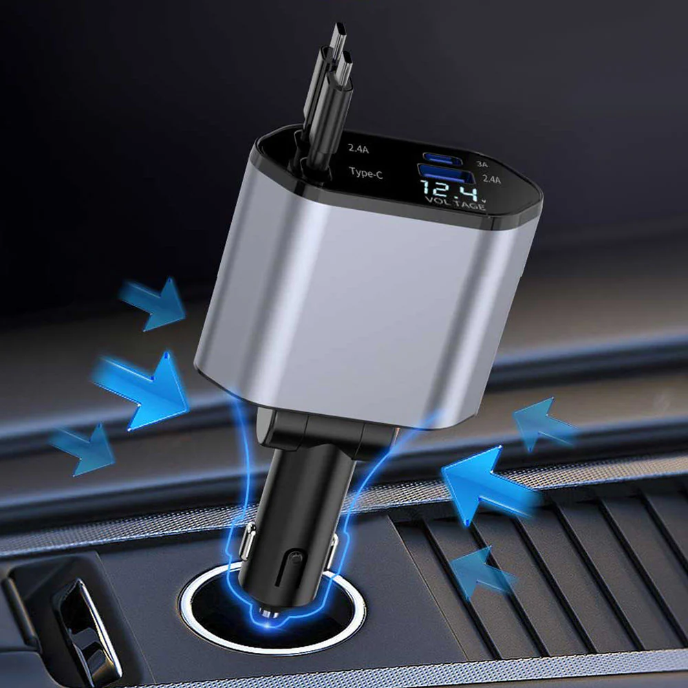 4-in-1 Super Fast Car Charging Cable – Multi USB Charger with Type-C, Lightning & Micro USB Connectors - Image 6