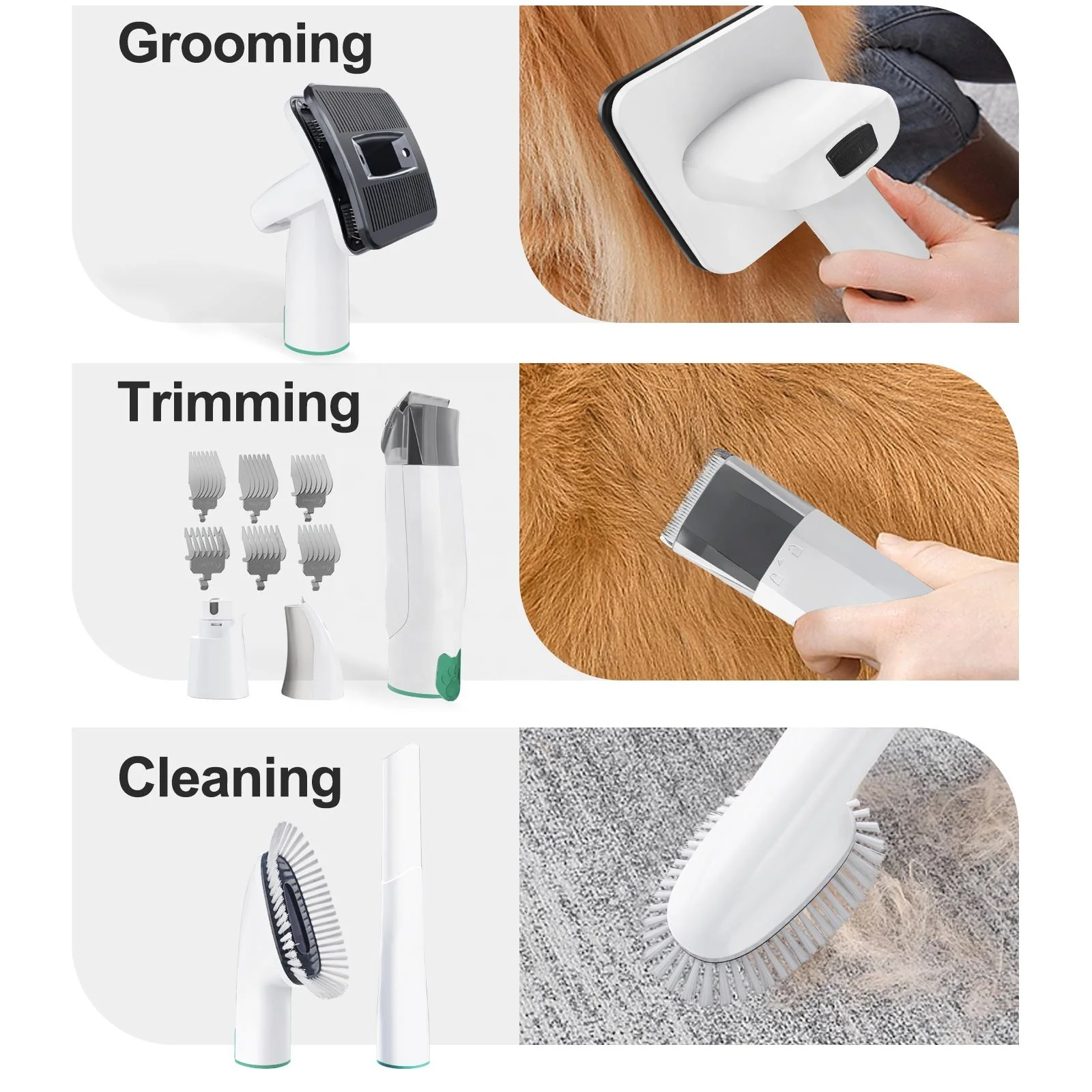 7-in-1 Pet Grooming Vacuum – Dog/Cat De-shedding Brush, Comb & Hair Remover with Suction - Image 6