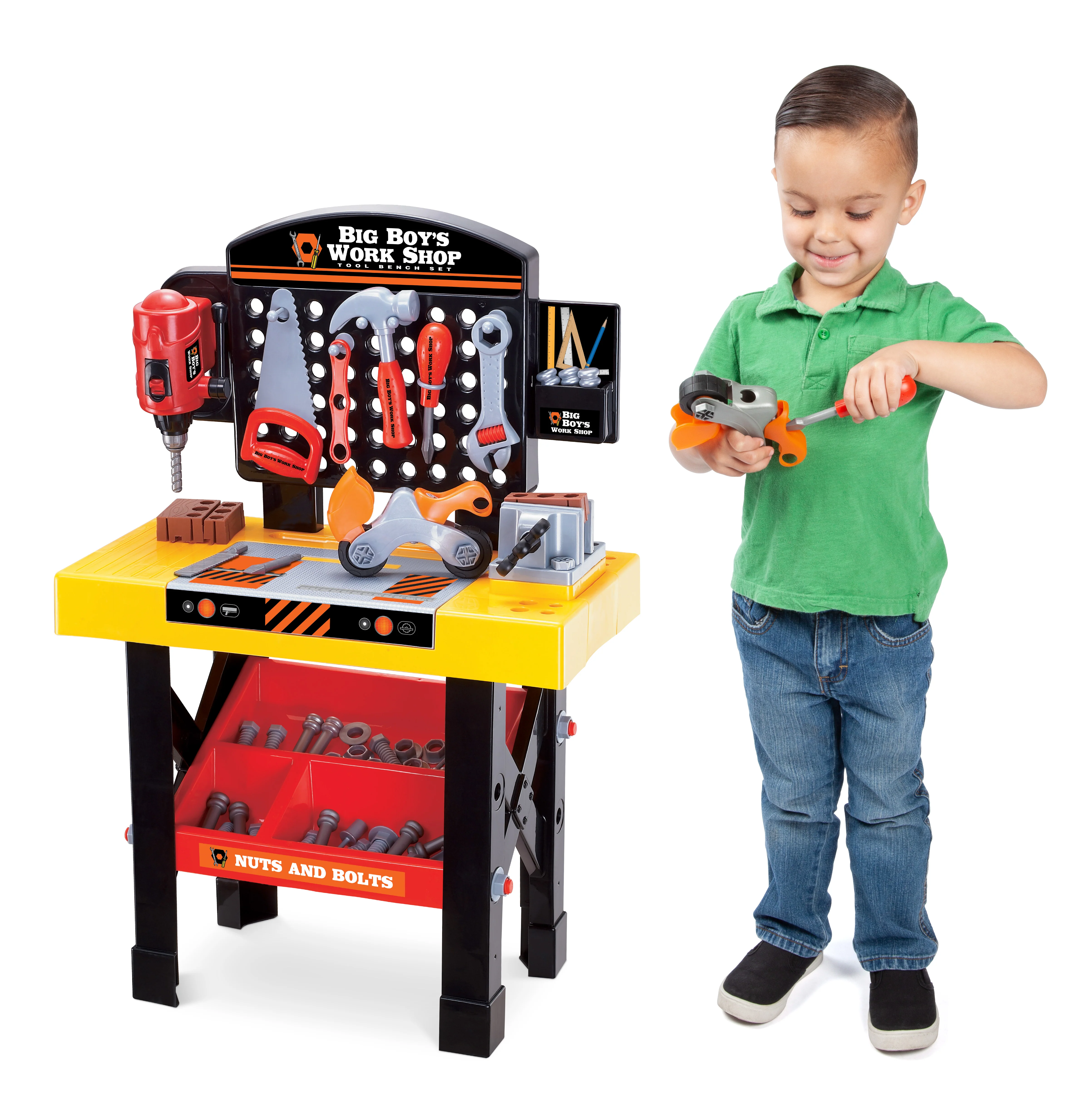 Big Boys Tool & Workbench Playset – 54 Piece Kids Construction Kit