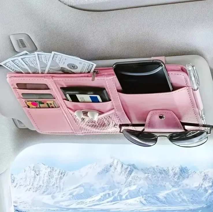 Car Sun Visor Organizer – Multi-Pocket Storage for Sunglasses, Cards, and Phone - Image 6