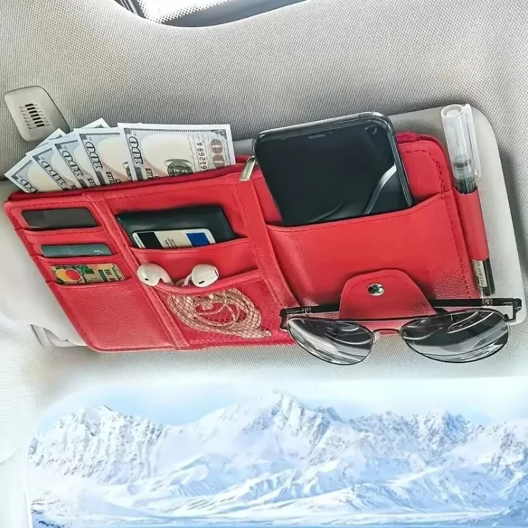 Car Sun Visor Organizer – Multi-Pocket Storage for Sunglasses, Cards, and Phone - Image 7