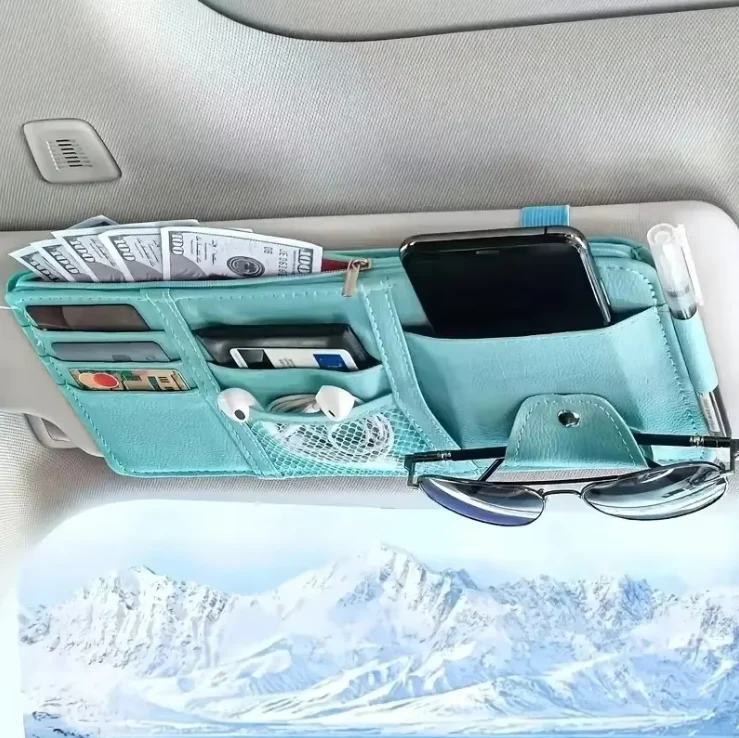 Car Sun Visor Organizer – Multi-Pocket Storage for Sunglasses, Cards, and Phone - Image 8