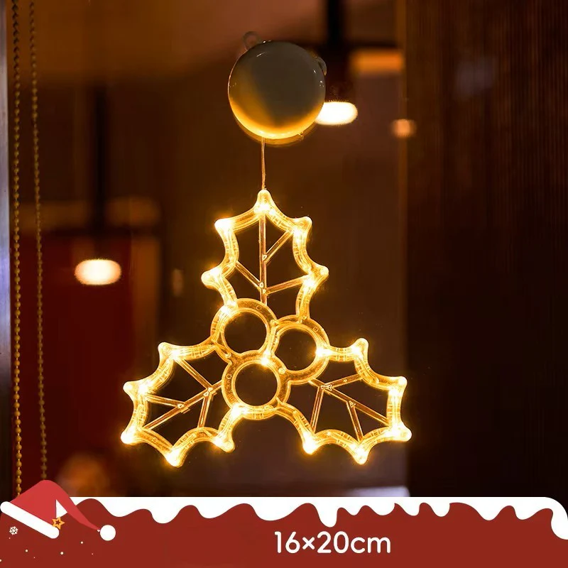 Christmas LED Light Snowflake & Santa Hanging Sucker Lamp – Window/Wall Holiday Decoration - Image 14