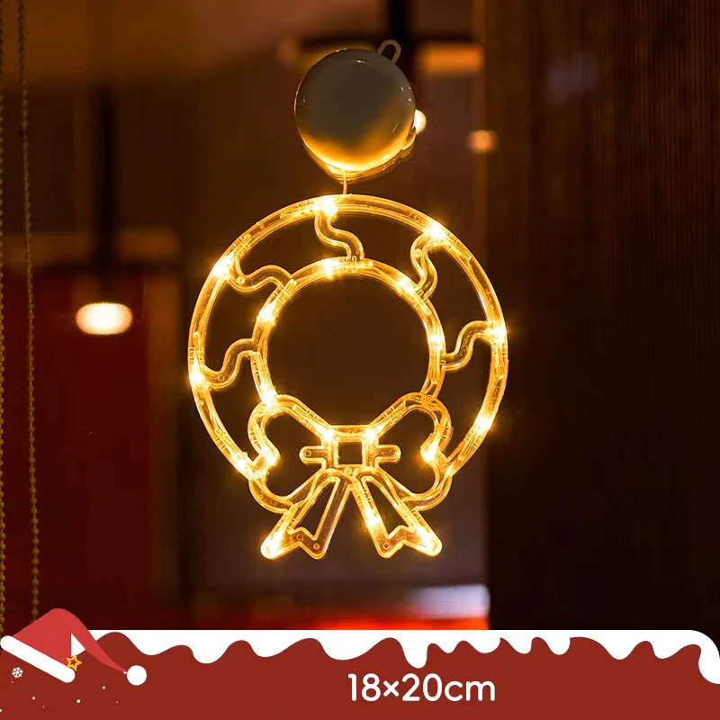 Christmas LED Light Snowflake & Santa Hanging Sucker Lamp – Window/Wall Holiday Decoration - Image 16