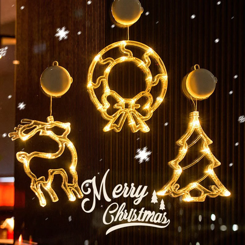 Christmas LED Light Snowflake & Santa Hanging Sucker Lamp – Window/Wall Holiday Decoration - Image 18