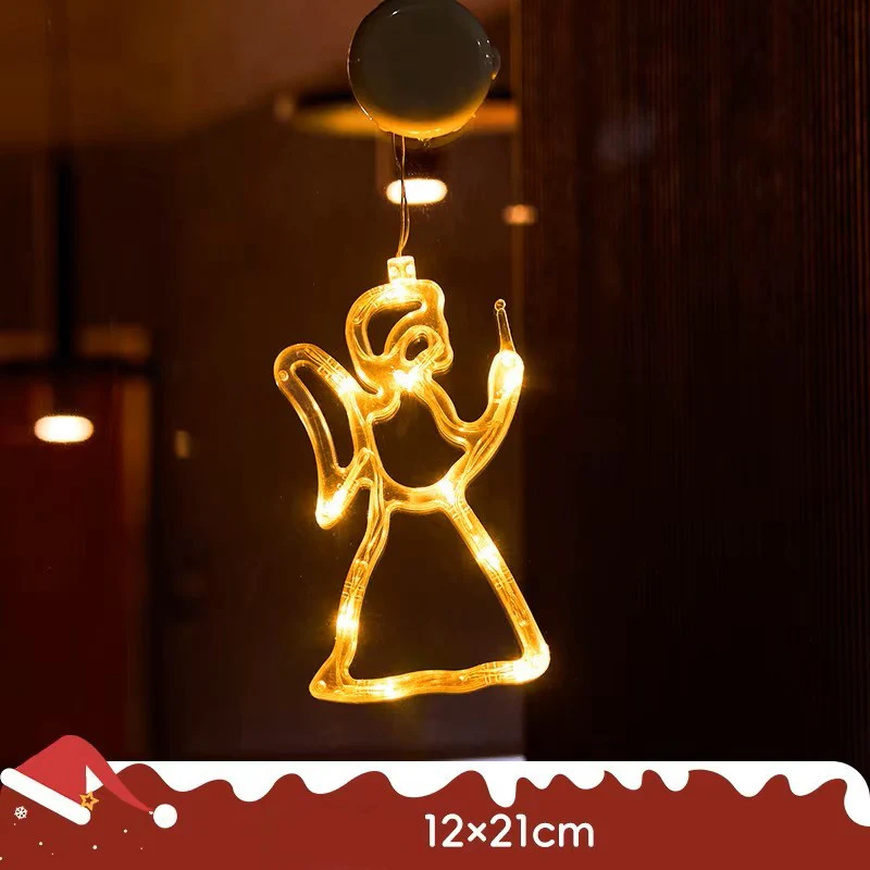 Christmas LED Light Snowflake & Santa Hanging Sucker Lamp – Window/Wall Holiday Decoration - Image 5