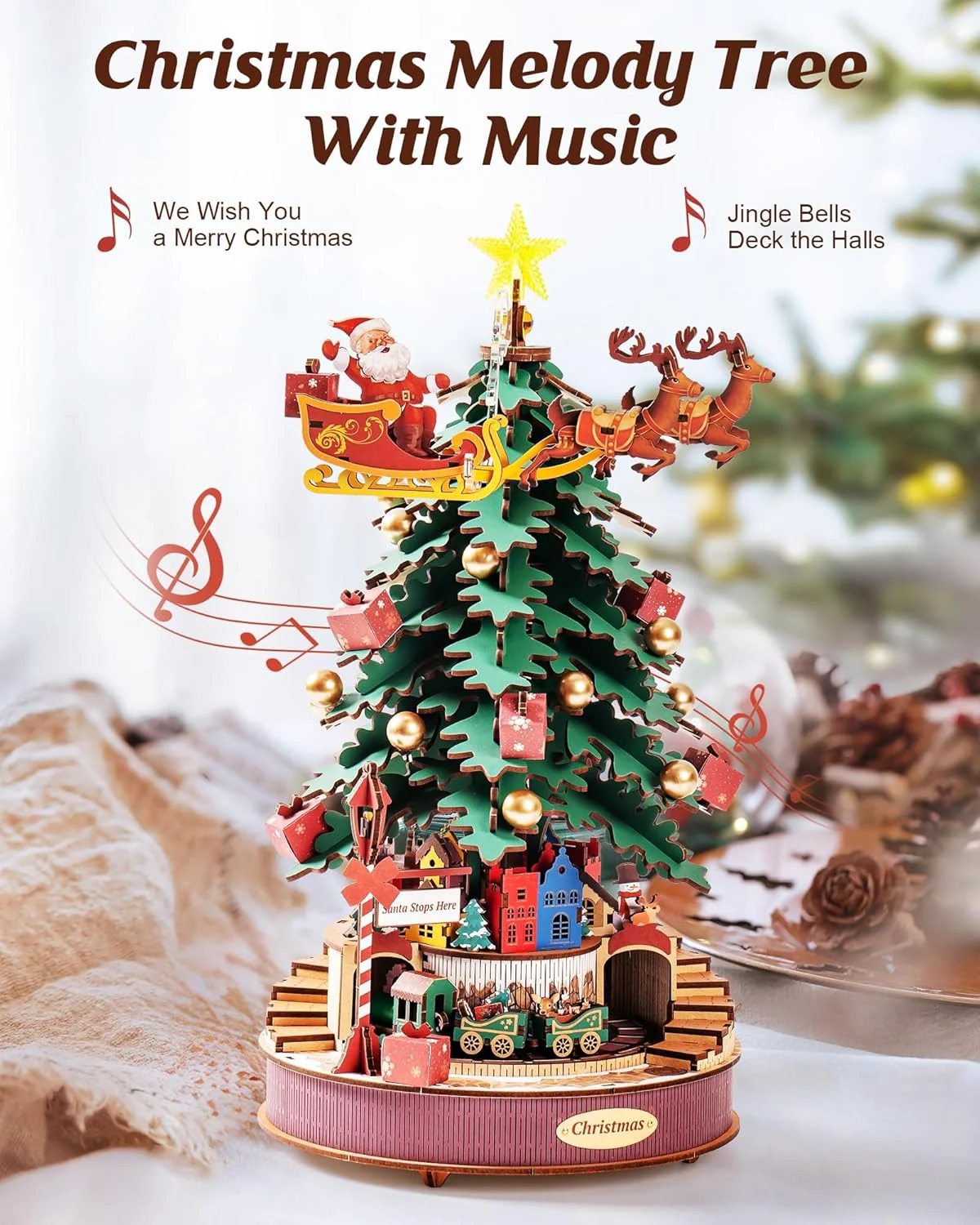 Christmas Melody Tree Music Box – 3D Wooden Puzzle with Light - Image 2