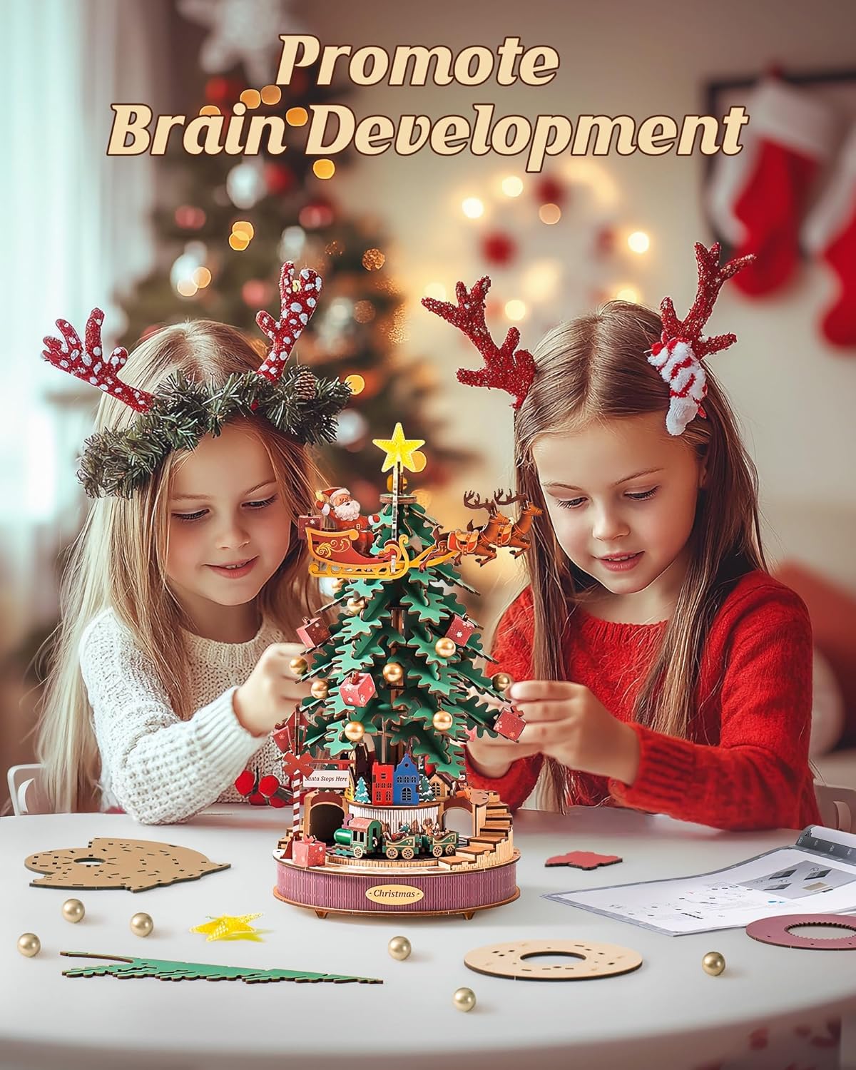 Christmas Melody Tree Music Box – 3D Wooden Puzzle with Light - Image 3
