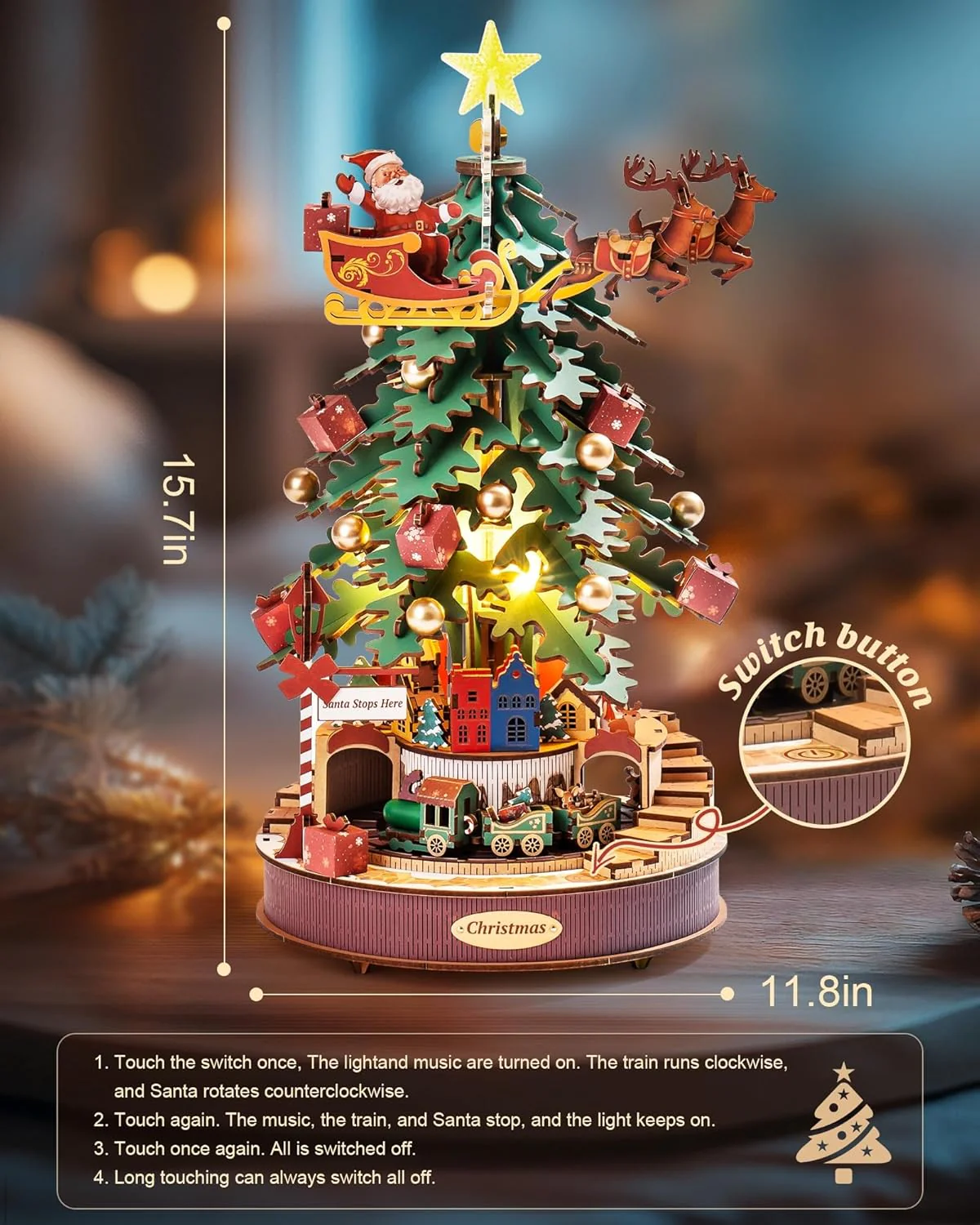 Christmas Melody Tree Music Box – 3D Wooden Puzzle with Light - Image 4