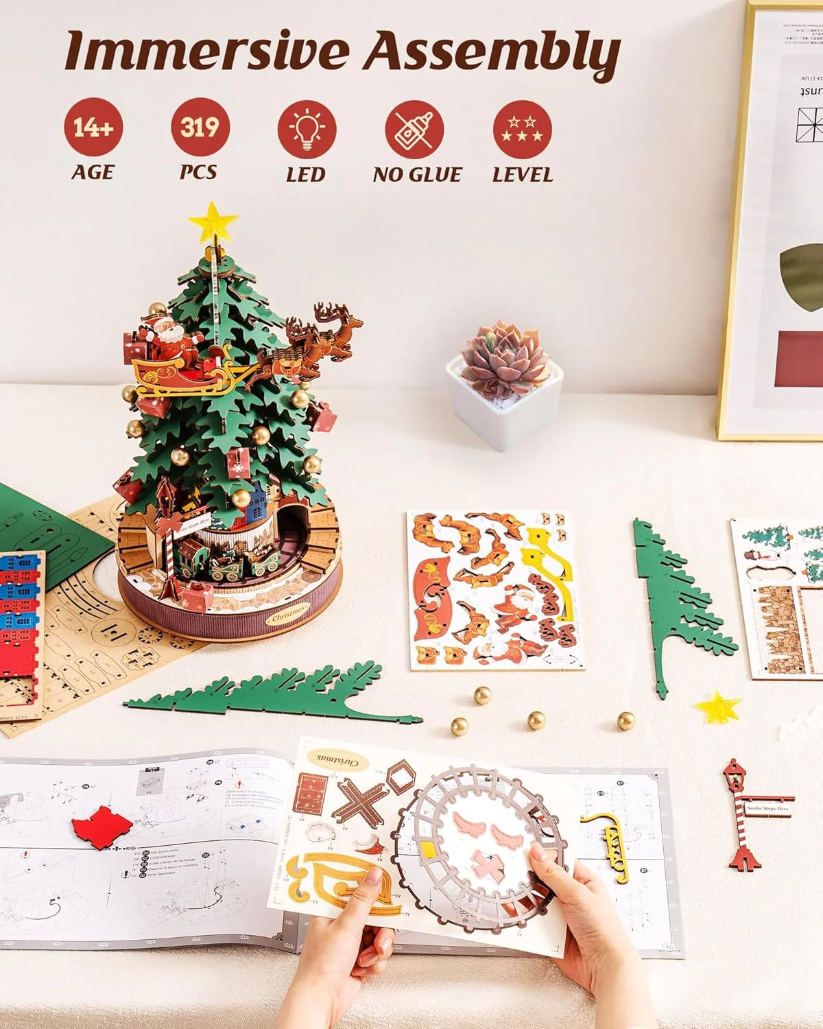 Christmas Melody Tree Music Box – 3D Wooden Puzzle with Light - Image 6