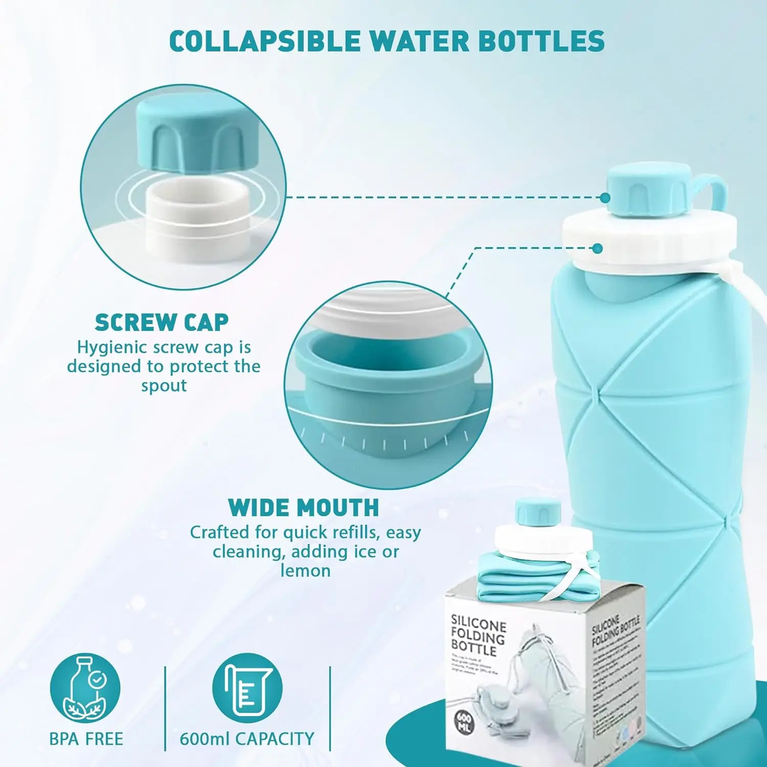 Collapsible Sports Water Bottle - Image 3