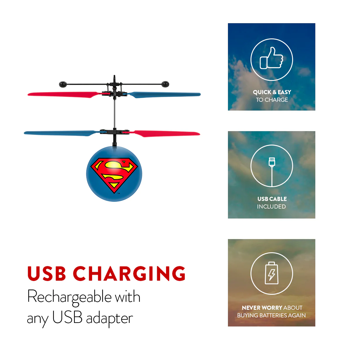 DC Justice League Superman IR UFO Ball Helicopter - Image 6