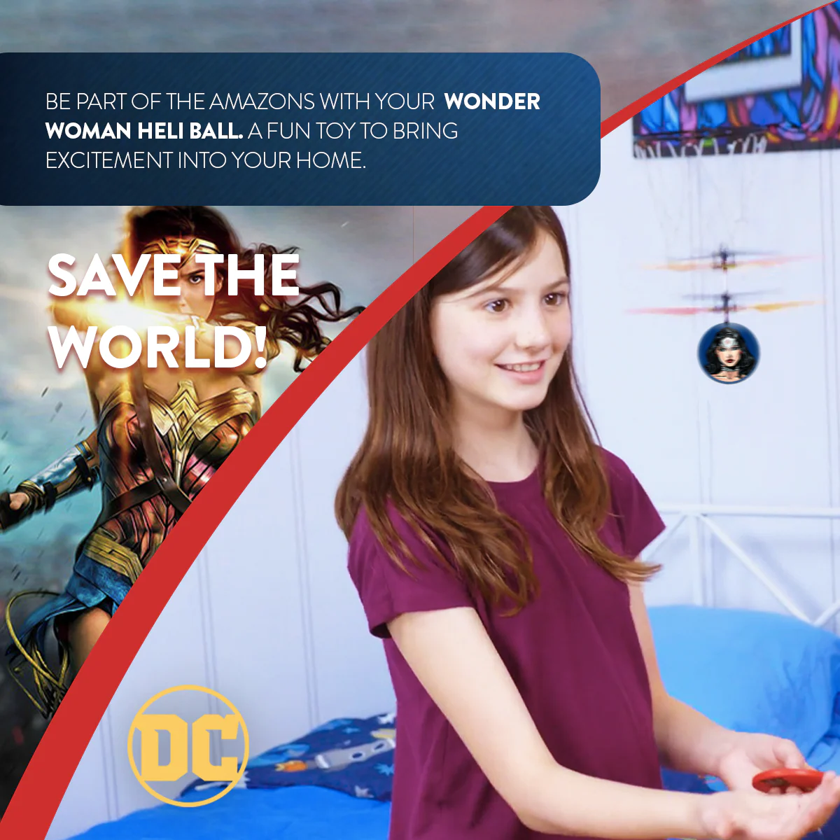 DC Justice League Wonder Woman IR UFO Ball Helicopter - Image 5