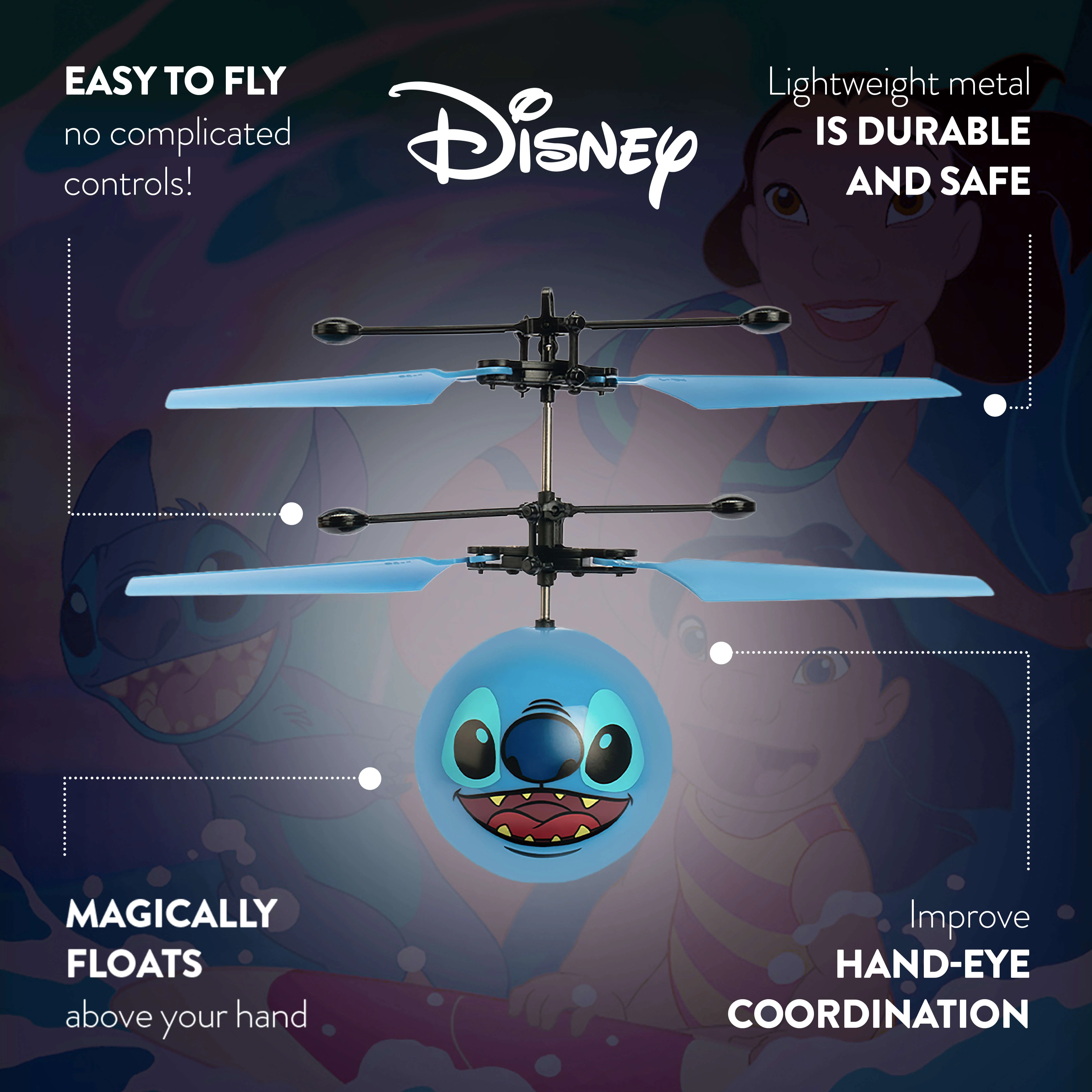 Disney Stitch Motion Sensing IR UFO Ball Helicopter - Image 3