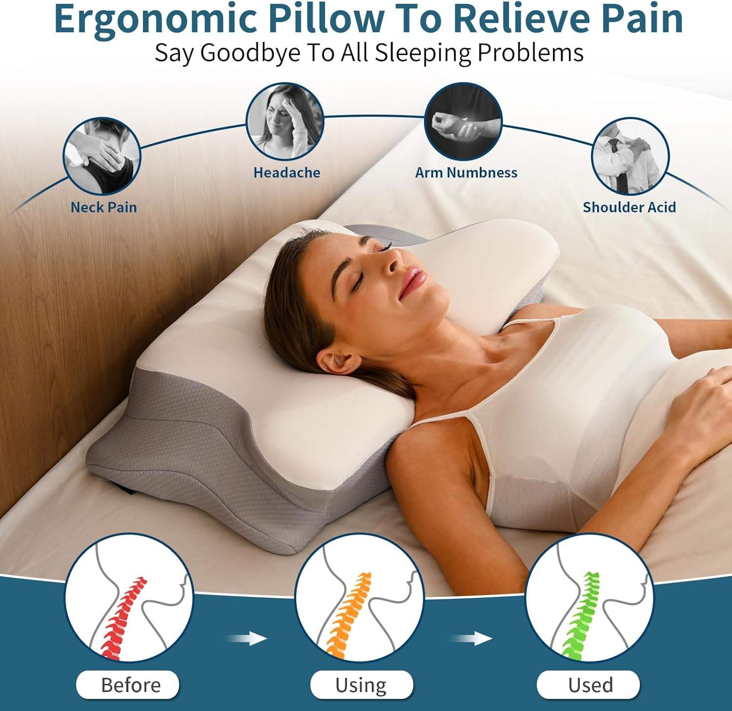 Ergonomic Memory Foam Cooling Pillow – Contour Support for Neck and Shoulders - Image 2