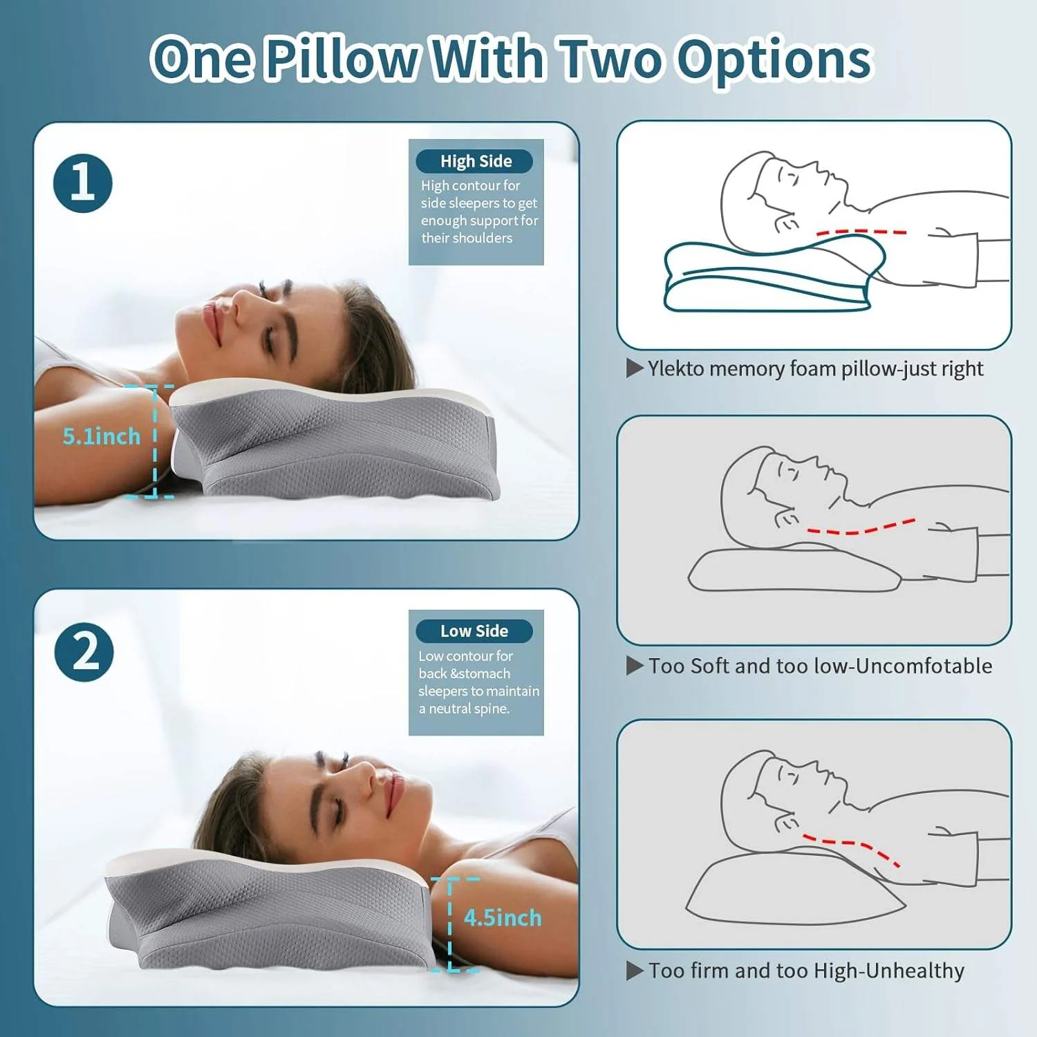 Ergonomic Memory Foam Cooling Pillow – Contour Support for Neck and Shoulders - Image 4