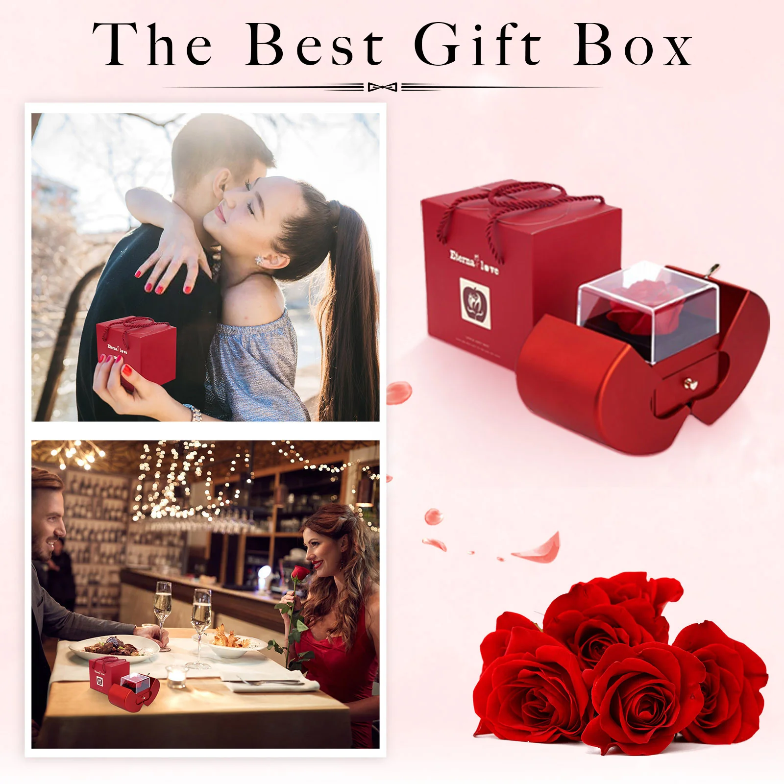 Eternal Rose + Necklace in a Red Apple Jewelry Box - Image 4