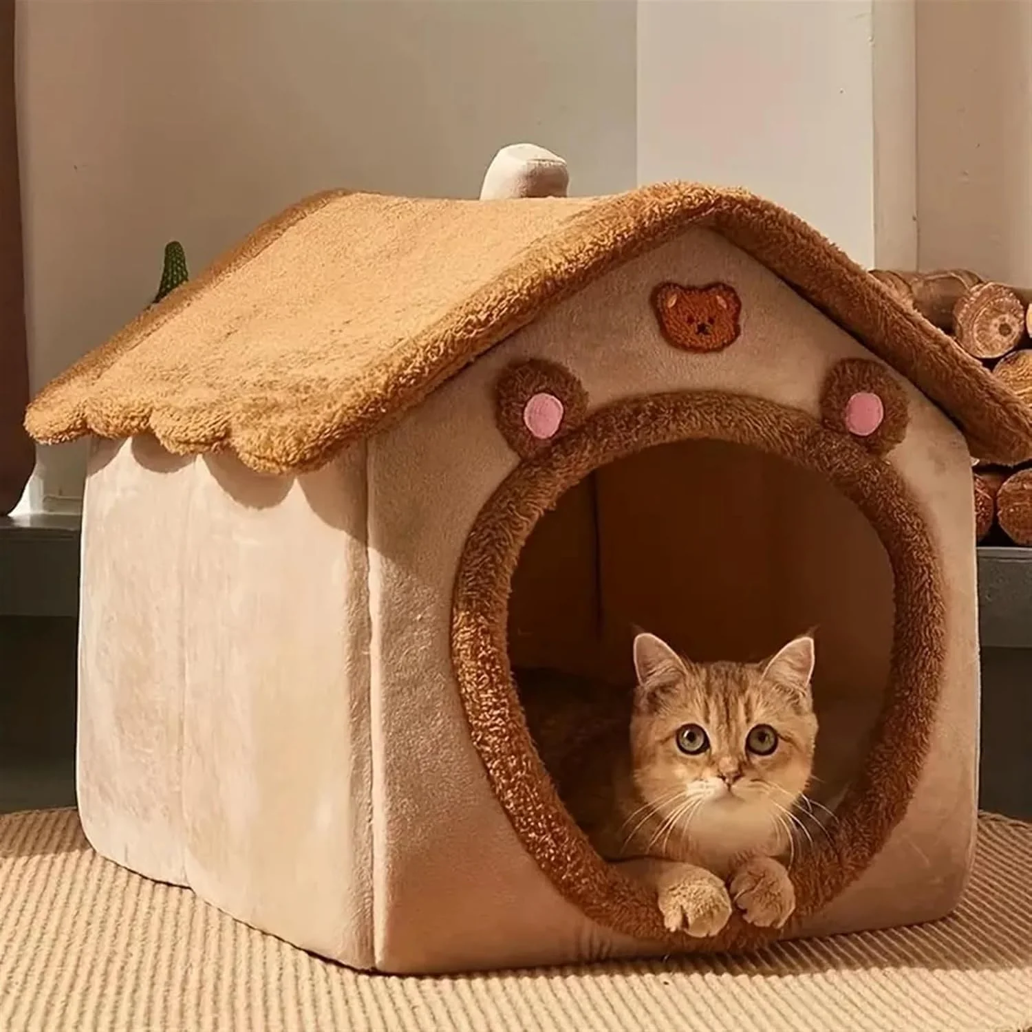 Foldable Pet House Bed – Washable Soft Cave for Small Dogs & Cats - Image 3