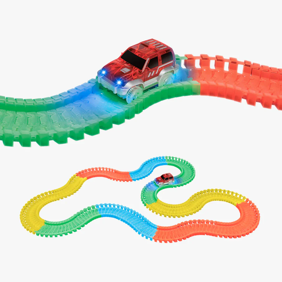 Galaxy Flex Track Glow-in-the-Dark Race Set – 220 Pieces with LED Light Car - Image 5