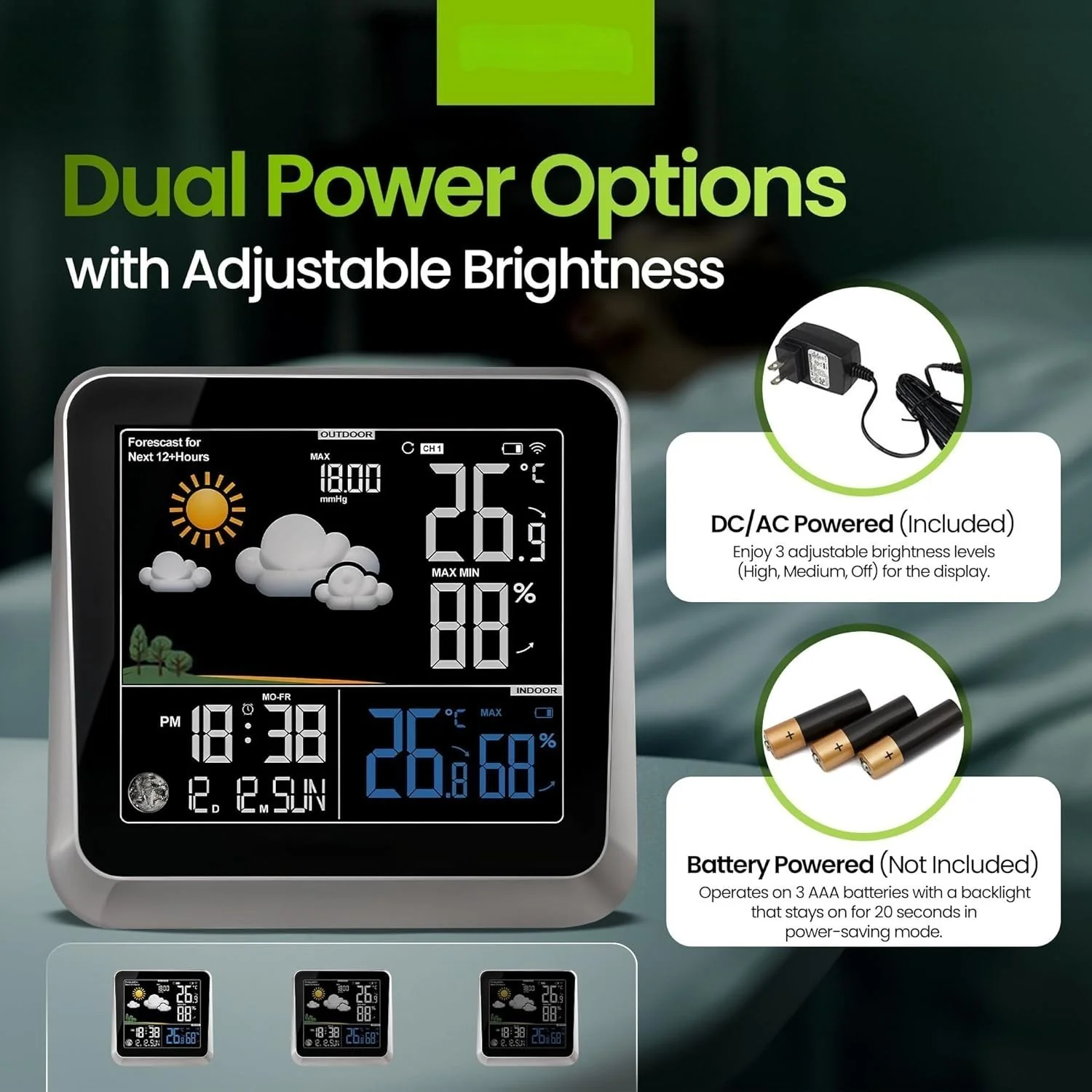 Home Weather Station & Indoor/Outdoor Thermometer Wireless – Weather Forecast, Barometer & Moon Phase Display - Image 4