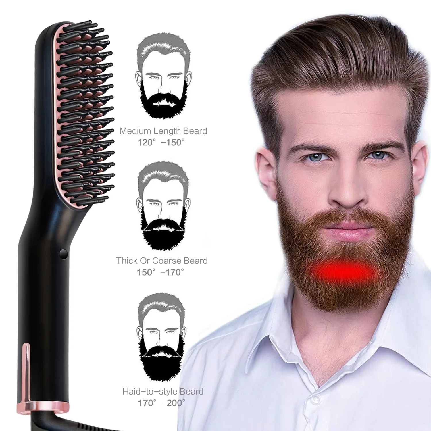 Hot Comb Straightener – Ionic Electric Heating Brush, Fast Heating, Anti-Scald Styler for Wet & Dry Use, for Men’s Beard & Hair - Image 3