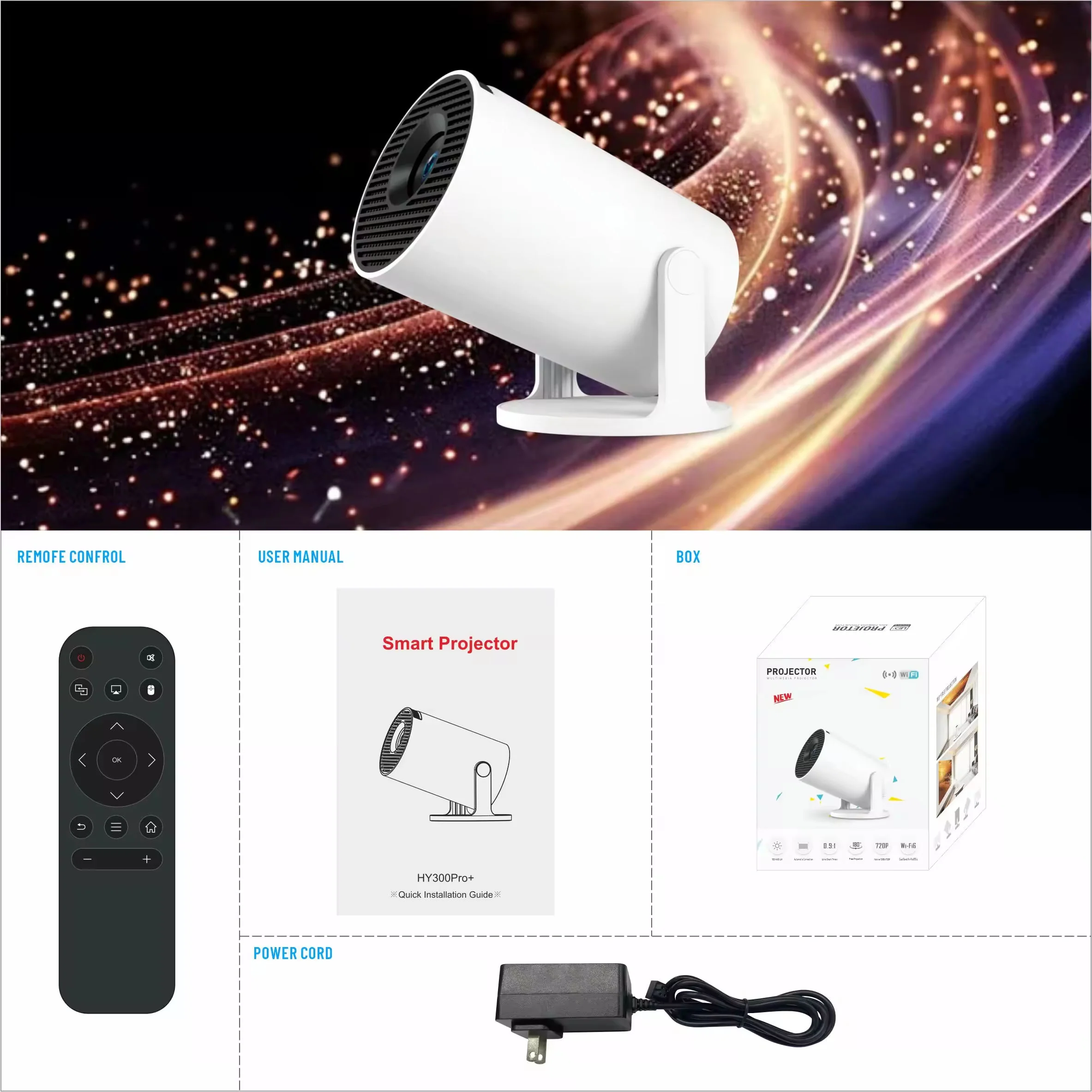 HY300 PRO+ Mini Portable Android Smart Projector - Image 2