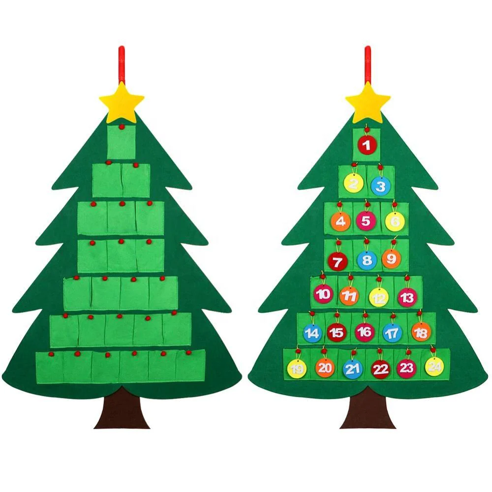 Kids Toy Gift Felt Countdown Christmas Tree Advent Calendar – Wall Hanging Holiday Decoration for Children - Image 3