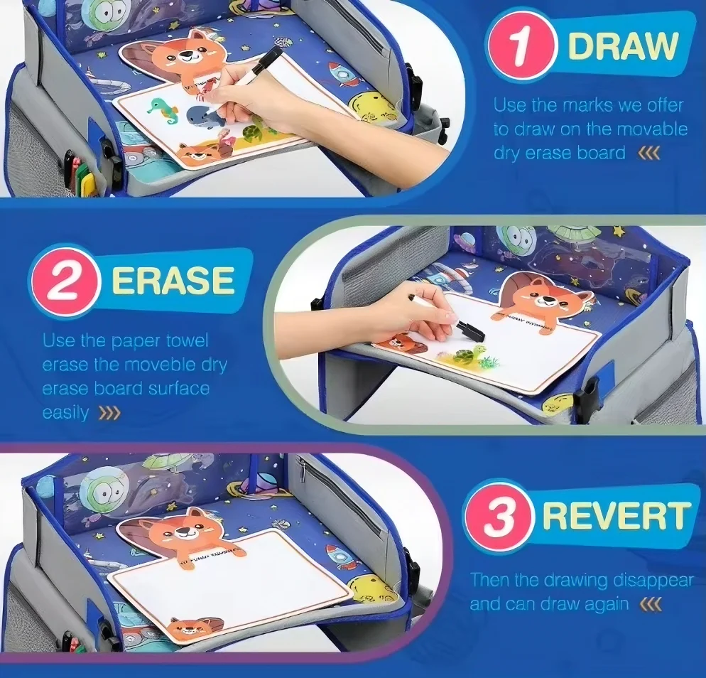 Kids Travel Tray for Car – Toddler Lap Desk & Organizer for Road Trips, Airplane & Car Seat - Image 3