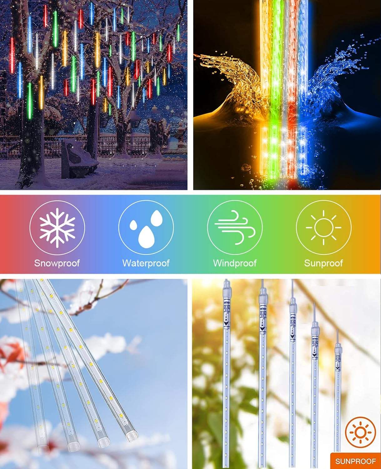 LED Meteor Shower Lights – Falling Rain Christmas Tree & Garden Decoration - Image 4