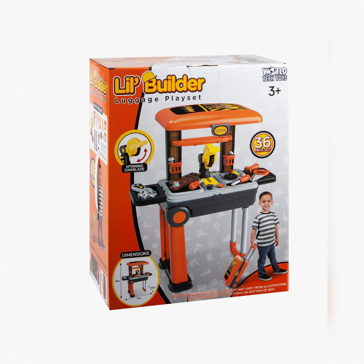 Lil’ Builder Suitcase Playset – 36 Piece Kids Construction Role-Play Kit - Image 7