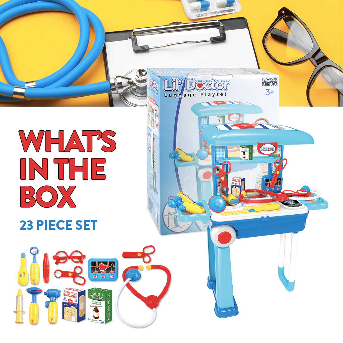 Lil’ Doctor Suitcase Playset – 23 Piece Kids Medical Role-Play Kit - Image 2