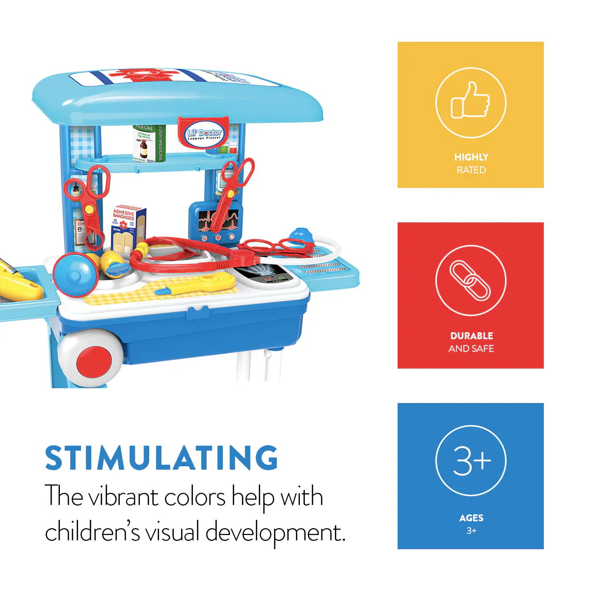 Lil’ Doctor Suitcase Playset – 23 Piece Kids Medical Role-Play Kit - Image 3