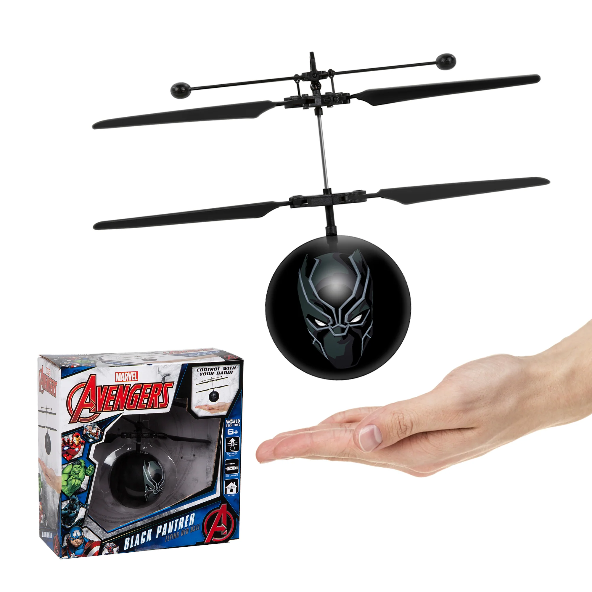 Marvel Avengers Black Panther IR UFO Ball Helicopter - Image 2
