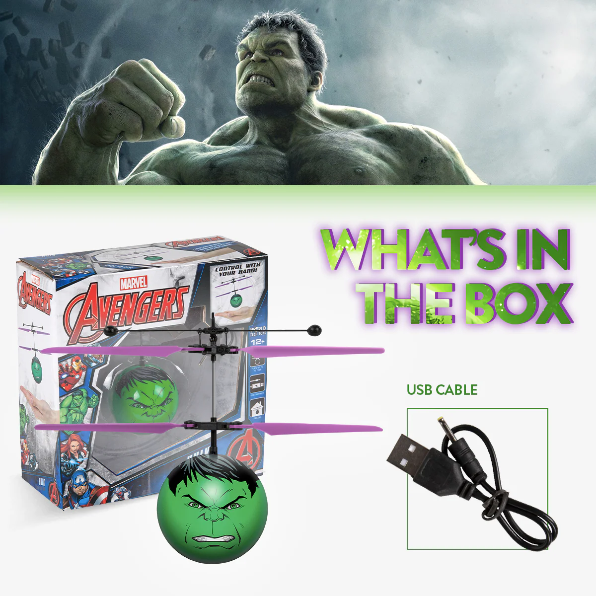 Marvel Avengers Hulk IR UFO Ball Helicopter - Image 2
