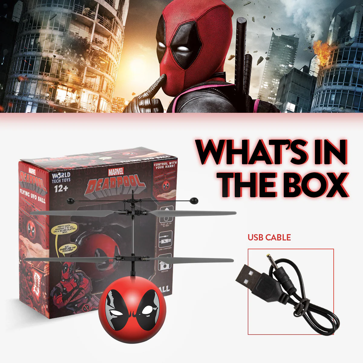 Marvel X-Men Deadpool IR UFO Ball Helicopter - Image 3