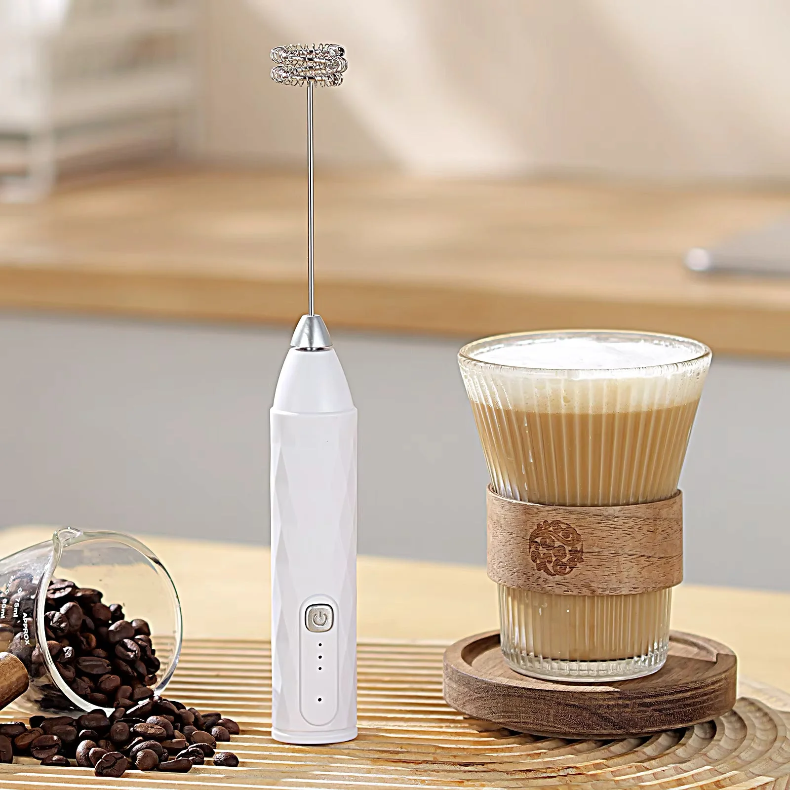 Mini Electric Handheld Milk Frother – USB Rechargeable Coffee, Latte & Cocktail Mixer - Image 5