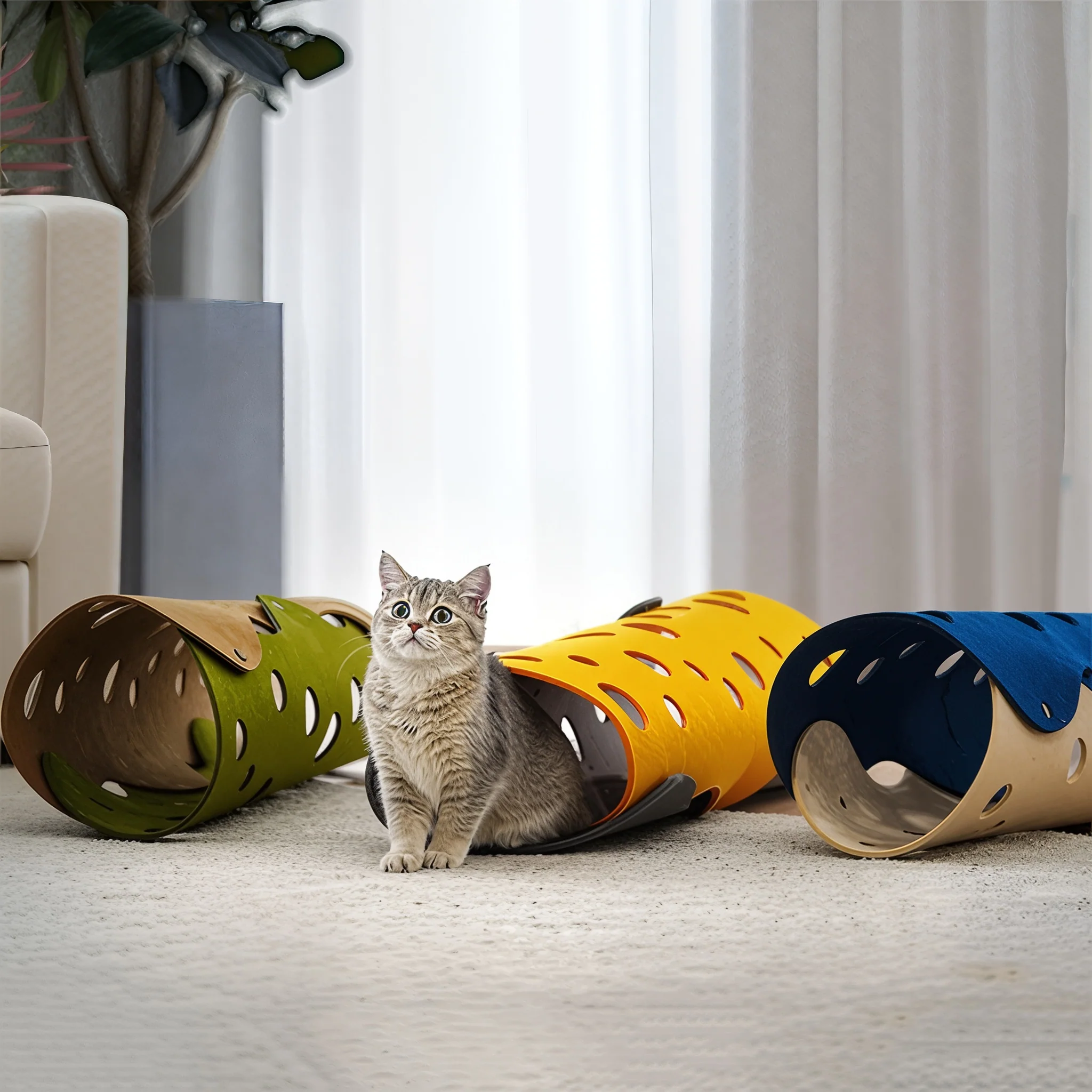 Modular Felt Cat Tunnel & Bed – DIY 99-Shape Collapsible Play Tunnel for Cats - Image 3