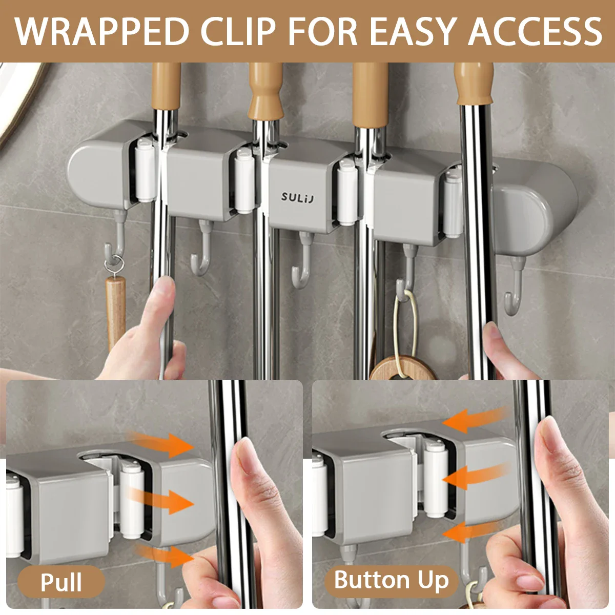 Mop Holder with Hook - Image 2