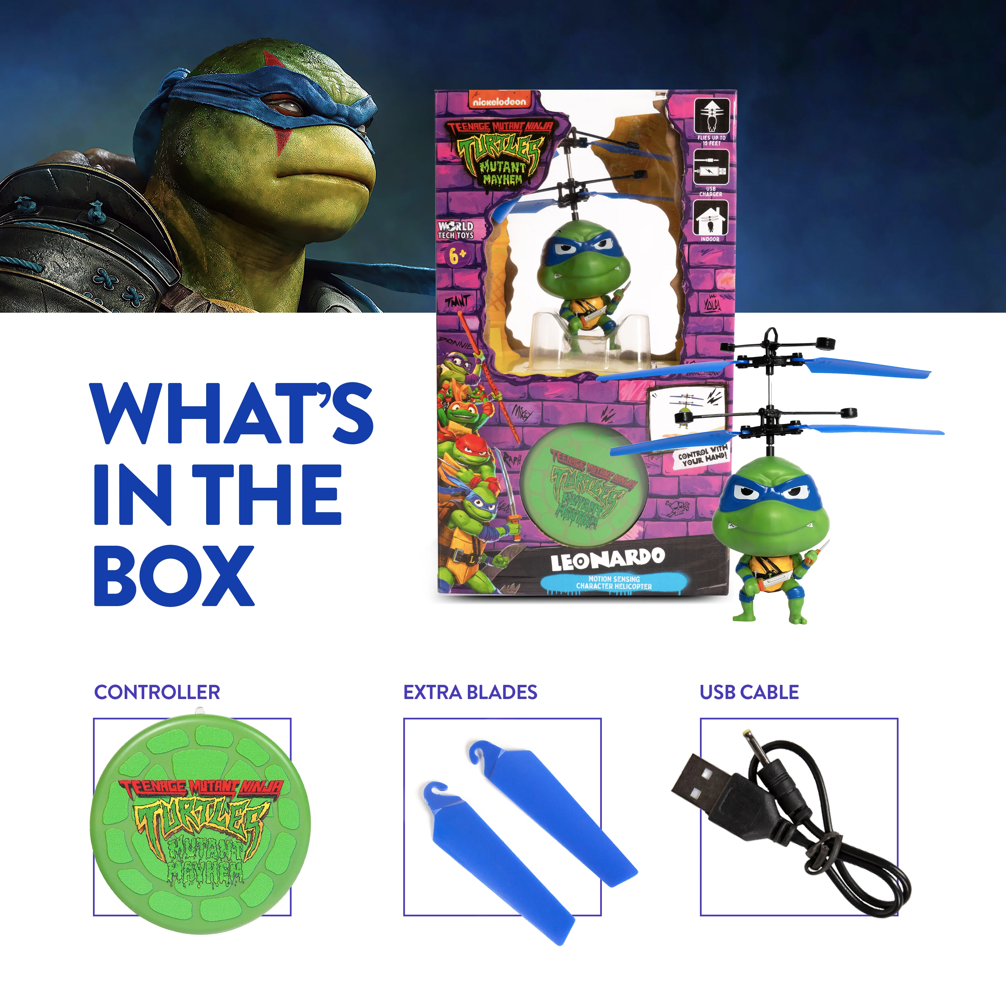 Nickelodeon TMNT 3.5" Big Head Motion Sensing UFO Helicopter Series - Image 5