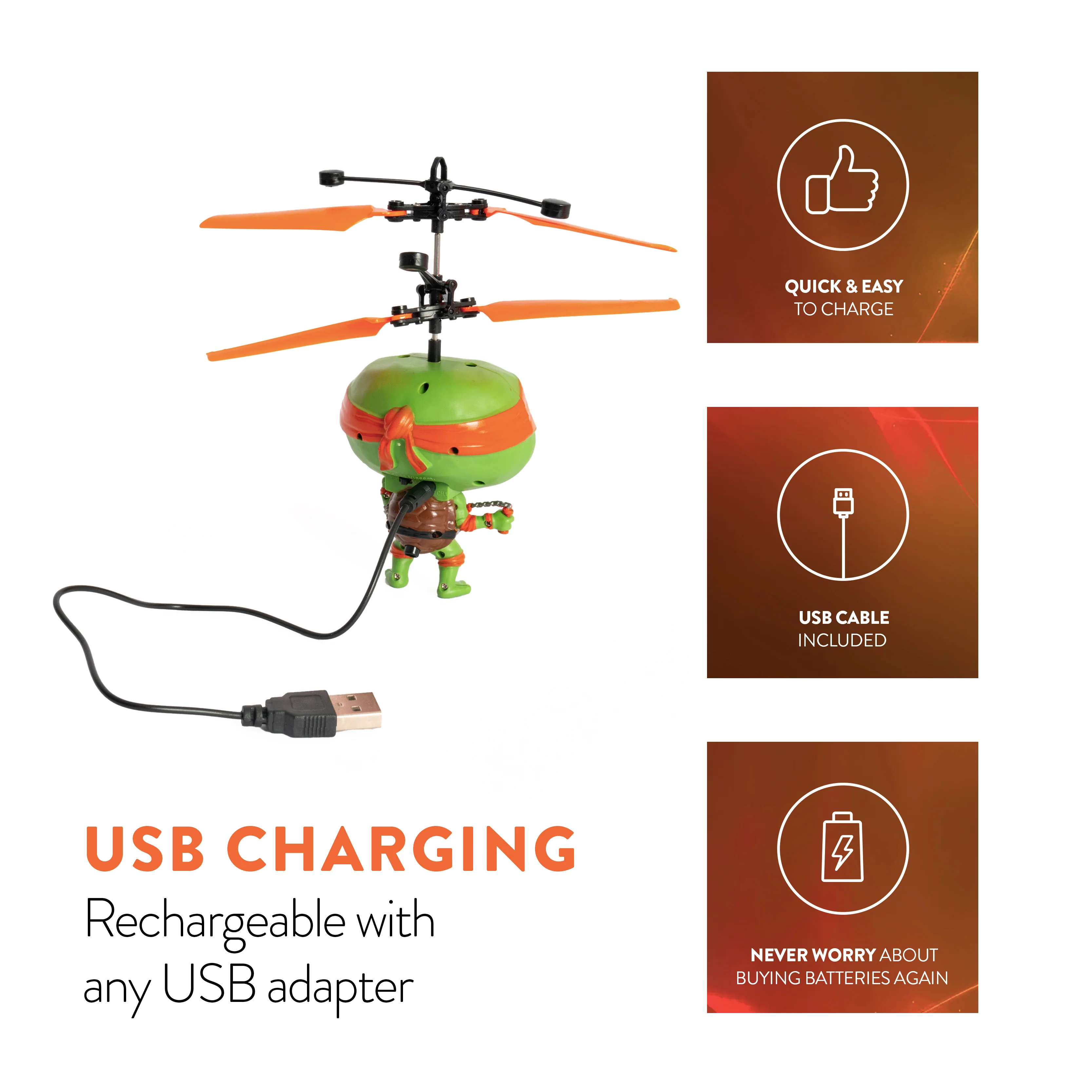 Nickelodeon TMNT 3.5" Big Head Motion Sensing UFO Helicopter Series - Image 6