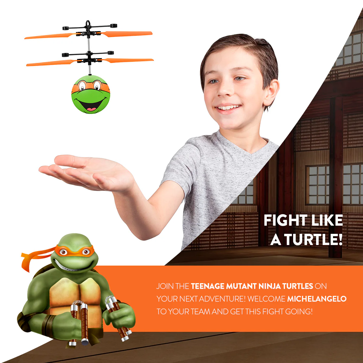 Nickelodeon TMNT Michelangelo IR UFO Ball Helicopter - Image 3