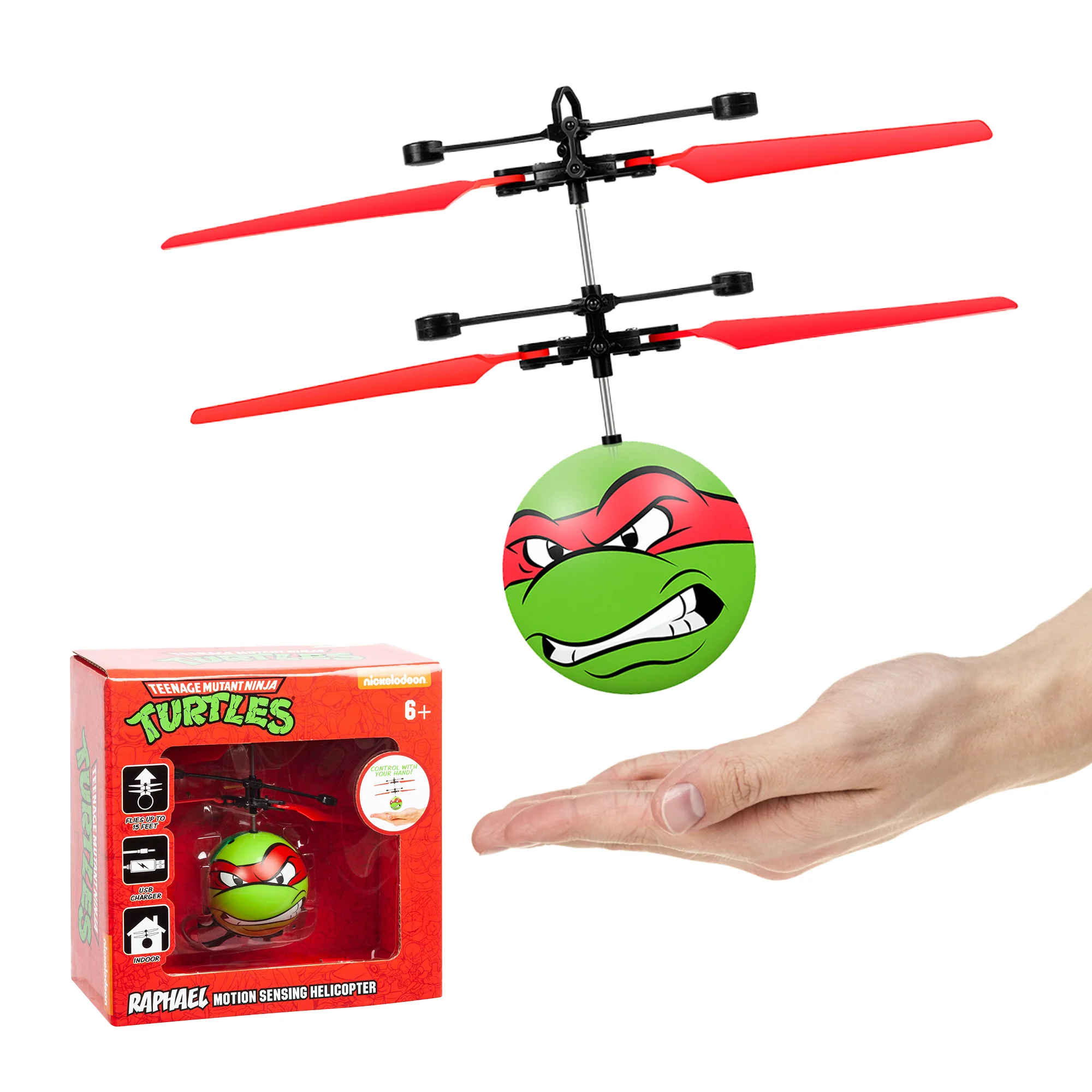 Nickelodeon TMNT Raphael Flying Figure IR UFO Ball Helicopter - Image 2