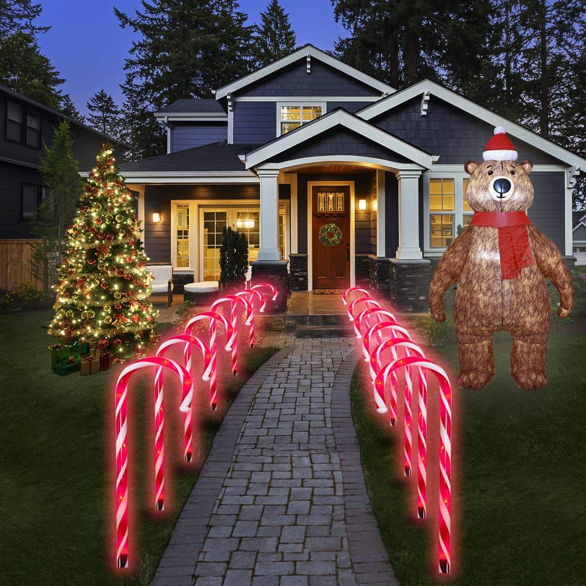Outdoor Candy Cane Pathway Lights – LED Christmas Yard Decorations - Image 2